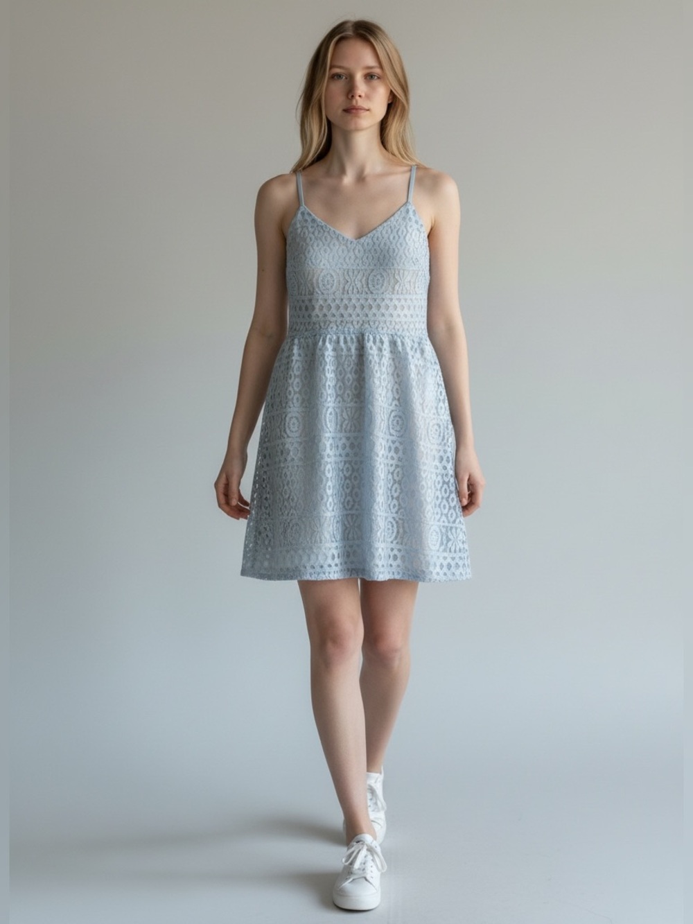 Endless Rose Light Blue Lace Mini Dress Adjustable Straps M Fairy Boho Feminine